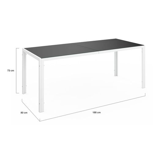 Salon De Jardin Madrid Table 190 Cm Et 8 Chaises Empilables Blanc Et Gris