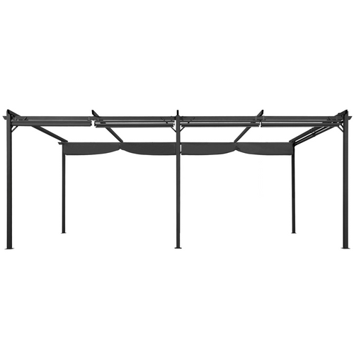 Pergola Édition Spéciale Toit Rétractable 3x6 M Et 6 Stores Gris Anthracite