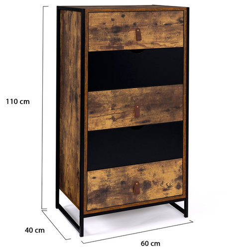 Chiffonnier 5 Tiroirs Chicago 60 Cm Commode Semainier Design Industriel