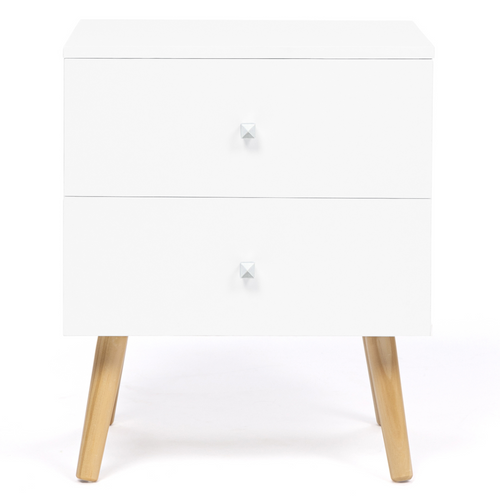 Lot De 2 Tables De Chevet Emmie Scandinaves 2 Tiroirs Blanc