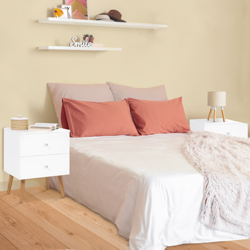 Lot De 2 Tables De Chevet Emmie Scandinaves 2 Tiroirs Blanc