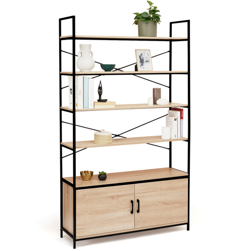 Etagère XL 5 Niveaux Avec Placard Detroit Design Industriel 170 Cm