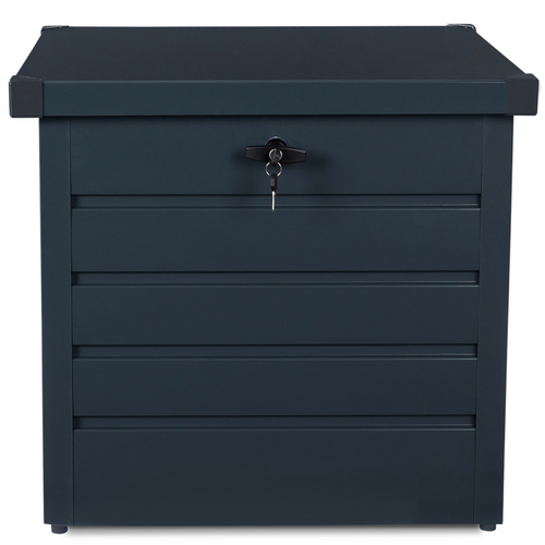 Coffre De Rangement Métal Verrouillable Gris Anthracite Pour Jardin 200l 68x62,5x63 Cm