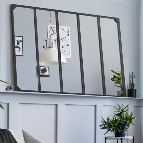 Miroir Verrière 5 Bandes Design Industriel 140x84 Cm