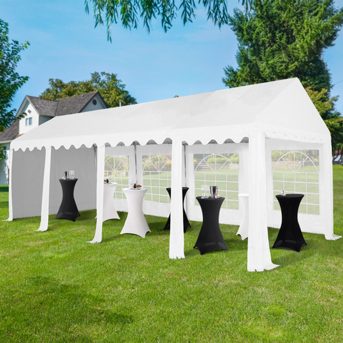Tente De Réception 4x8 M Barnum Pe 180gr/m² Chapiteau Blanc 40 Personnes