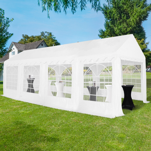 Tente De Réception 4x8 M Barnum Pe 180gr/m² Chapiteau Blanc 40 Personnes