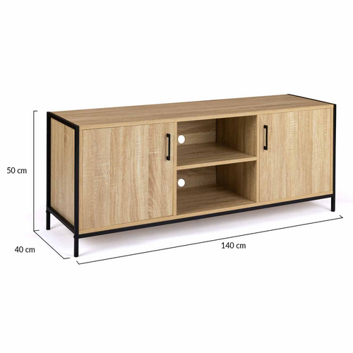 Meuble TV 140 Cm Detroit 2 Portes Design Industriel