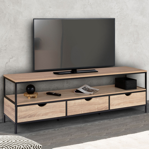 Meuble TV 160 Cm Detroit 3 Tiroirs Design Industriel