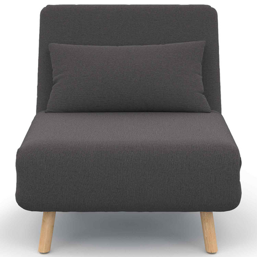 Fauteuil Convertible Romeo Lit D'appoint 1 Place 80x190 Cm Tissu Gris Anthracite