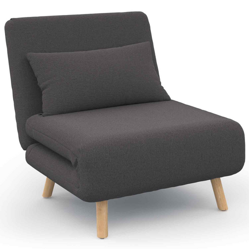 Fauteuil Convertible Romeo Lit D'appoint 1 Place 80x190 Cm Tissu Gris Anthracite