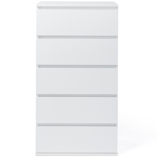 Chiffonnier 5 Tiroirs Tomi 60 Cm Commode Semainier Bois Blanc