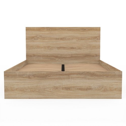 Lit Double Omaha Avec Tête De Lit Et Sommier 140 X 190 Cm Façon Hêtre