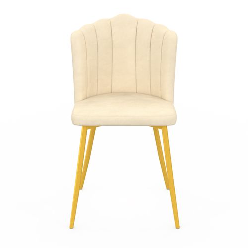 Lot De 2 Chaises Coquillage Adella Beige En Velours Pieds Dorés