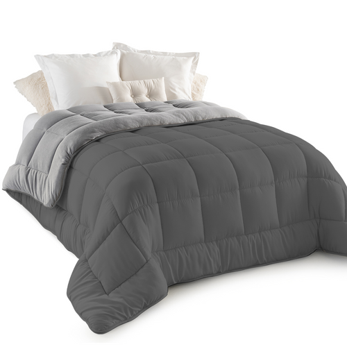 Couette 140x200 Cm Zoe Polaire Biface Gris Clair Et Gris 400 Gr