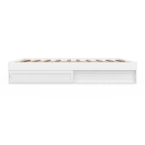 Cadre De Lit Double Salem Avec Rangements Et Sommier 140 X 190 Cm Blanc