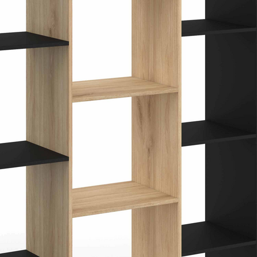 Etagère Bibliothèque Colette Avec 11 Compartiments Noir Et Effet Bois 143 Cm