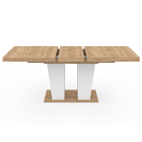Table à Manger Extensible Rectangle Eliad 6-10 Personnes Bois Et Blanc 160-200 Cm