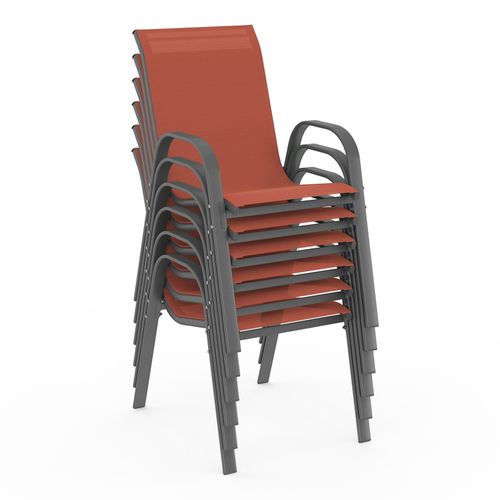 Salon De Jardin Madrid Table 190 Cm Et 8 Chaises Empilables Terracotta