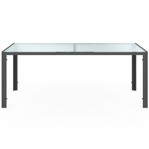 Salon De Jardin Madrid Table 190 Cm Et 8 Chaises Empilables Gris Anthracite Plateau Transparent
