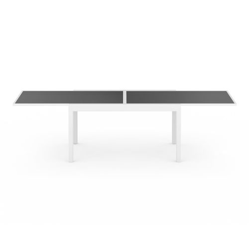 Salon De Jardin Madrid Table Extensible 135-270 Cm Et 12 Chaises Empilables Blanc Et Gris