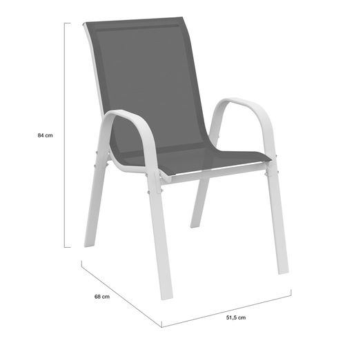 Salon De Jardin Madrid Table Extensible 135-270 Cm Et 12 Chaises Empilables Blanc Et Gris