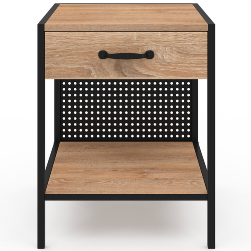 Lot De 2 Tables De Chevet Preston 1 Tiroir Avec Tablette Acier Perforé Design Industriel