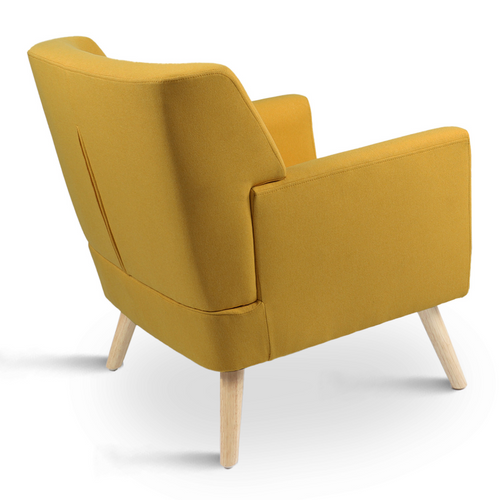 Fauteuil Scandinave Liv Avec Repose Pieds En Tissu Jaune