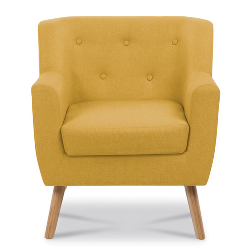 Fauteuil Scandinave Liv Avec Repose Pieds En Tissu Jaune