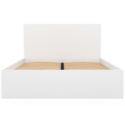 Lit Double Omaha Avec Tête De Lit Et Sommier 140 X 190 Cm Blanc