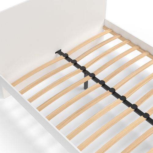 Lit Double Omaha Avec Tête De Lit Et Sommier 140 X 190 Cm Blanc