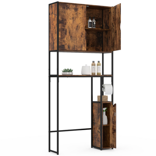 Meuble Wc 3 En 1 Avec Armoires De Rangement Bois Foncé Dayton Design Industriel