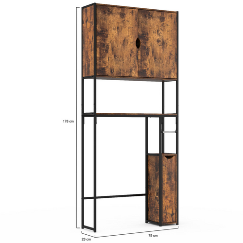 Meuble Wc 3 En 1 Avec Armoires De Rangement Bois Foncé Dayton Design Industriel