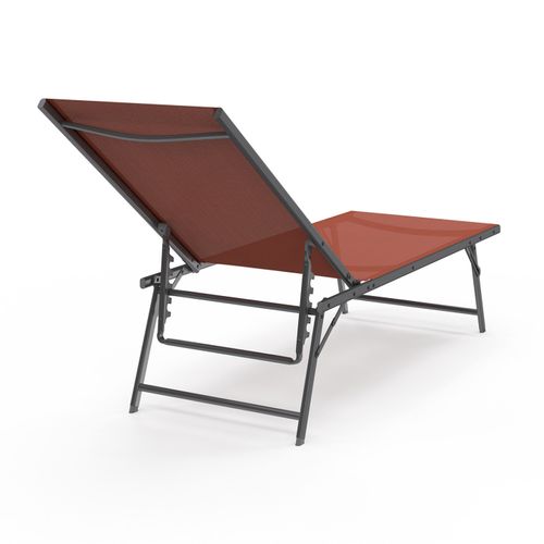 Lot De 2 Transats De Jardin Inclinables Kailua En Acier Gris Anthracite Et Toile Terracotta