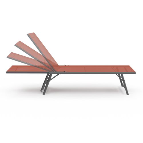 Lot De 2 Transats De Jardin Inclinables Kailua En Acier Gris Anthracite Et Toile Terracotta