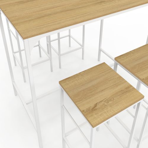 Ensemble Table Haute De Bar Detroit 100 Cm Et 4 Tabourets De Bar Bois Et Métal Blanc Design Industri