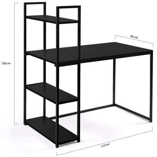 Bureau Bibliothèque Delson Noir Design Industriel