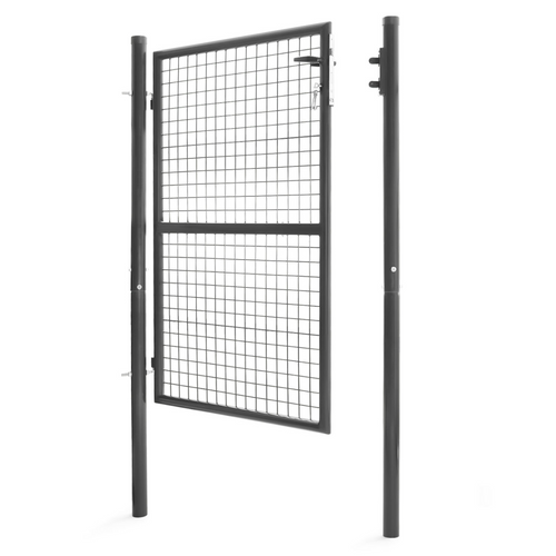 Portillon De Jardin 105 X 125 Cm En Acier Gris Anthracite Avec Serrure Et Poignée