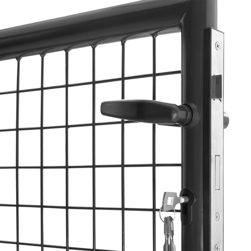 Portillon De Jardin 105 X 125 Cm En Acier Gris Anthracite Avec Serrure Et Poignée