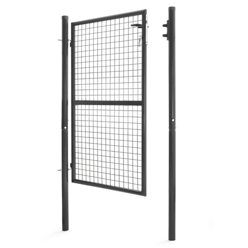 Portillon De Jardin 105 X 150 Cm En Acier Gris Anthracite Avec Serrure Et Poignée