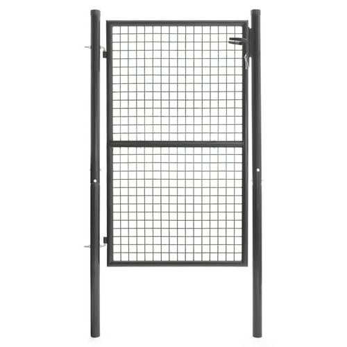 Portillon De Jardin 105 X 150 Cm En Acier Gris Anthracite Avec Serrure Et Poignée