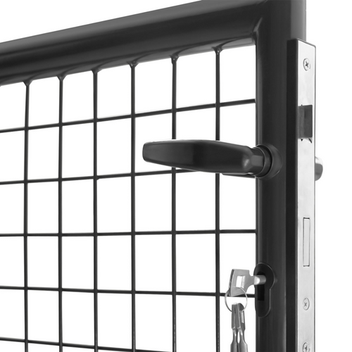 Portillon De Jardin 105 X 150 Cm En Acier Gris Anthracite Avec Serrure Et Poignée