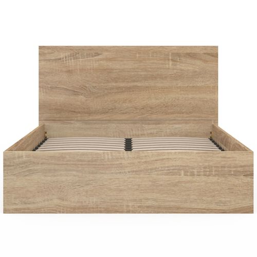 Lit Coffre Double Seaside Avec Tête De Lit Et Sommier 140x190 Cm Façon Hêtre