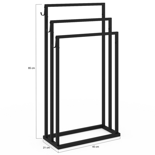 Porte-serviettes Sur Pied 3 Niveaux Dallas Métal Noir Design Industriel
