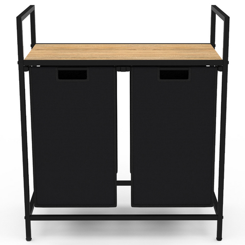 Panier à Linge 2 Bacs Detroit Tissu Noir Design Industriel