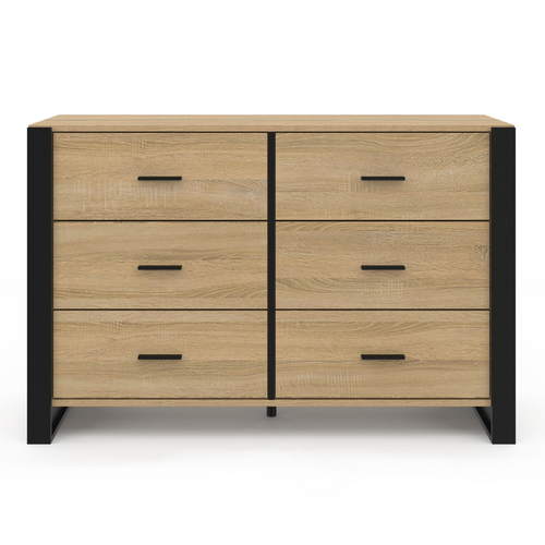 Commode 6 Tiroirs Onyx 115 Cm Bois Et Noir