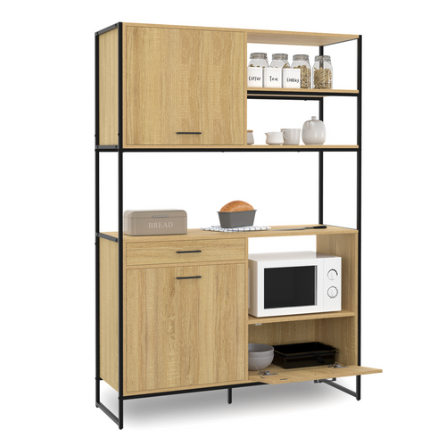 Buffet De Cuisine 120 Cm Detroit Meuble 3 Portes + 1 Tiroir Design Industriel