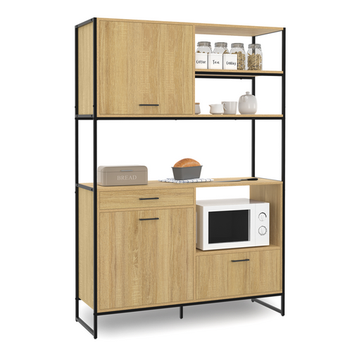 Buffet De Cuisine 120 Cm Detroit Meuble 3 Portes + 1 Tiroir Design Industriel