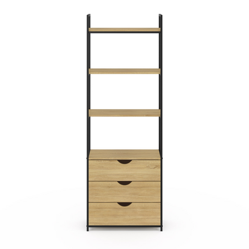 Etagère Bibliothèque 4 Niveaux Avec 3 Tiroirs Detroit Design Industriel 170 Cm