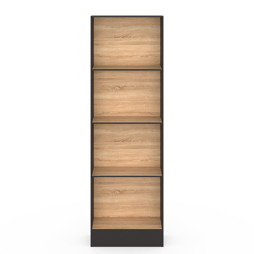 Etagère Bibliothèque Carla 5 Niveaux Noir Et Effet Bois 190 Cm