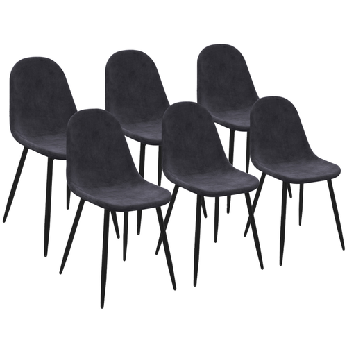 Lot De 6 Chaises Dali En Velours Gris Foncé Pour Salle à Manger